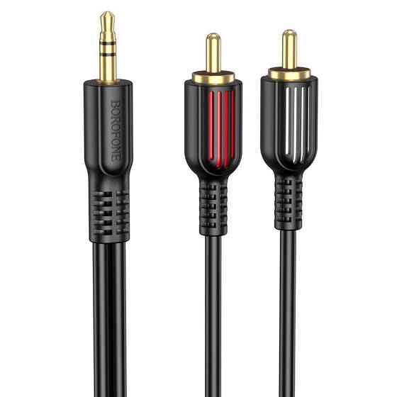 Аудіокабель BOROFONE BL11 3.5mm male to double lotus RCA, PVC, 1,5m, Black Київ