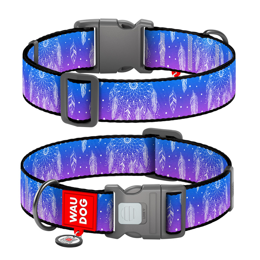 Нашийник для собак нейлоновий WAUDOG Nylon з QR паспортом, малюнок "Ловець снів", пластиковий ф Коломыя - изображение 1