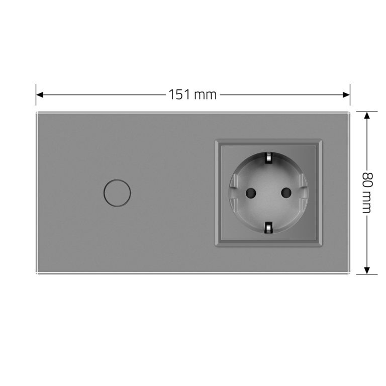 Розумний сенсорний EC вимикач 1 сенсор 1 розетка Livolo сірий скло (VL-M7FC1Z2/FCTC16A-2IP) Коломыя - изображение 6