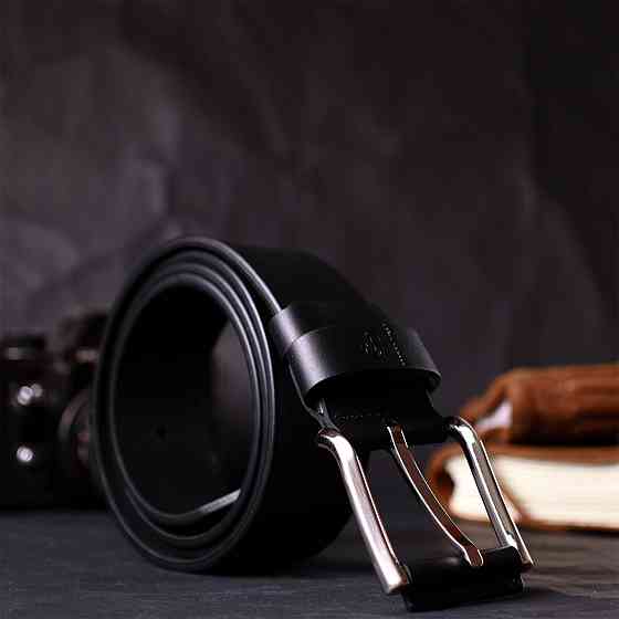 Якісний ремінь під джинси з натуральної шкіри Чорний (GRANDE PELLE) Київ