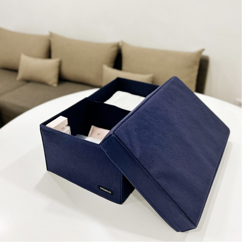 Ящик для зберігання на два відділення з кришкою 40x25x16 см HY-2V-kr (Синій) Суми - фото 5