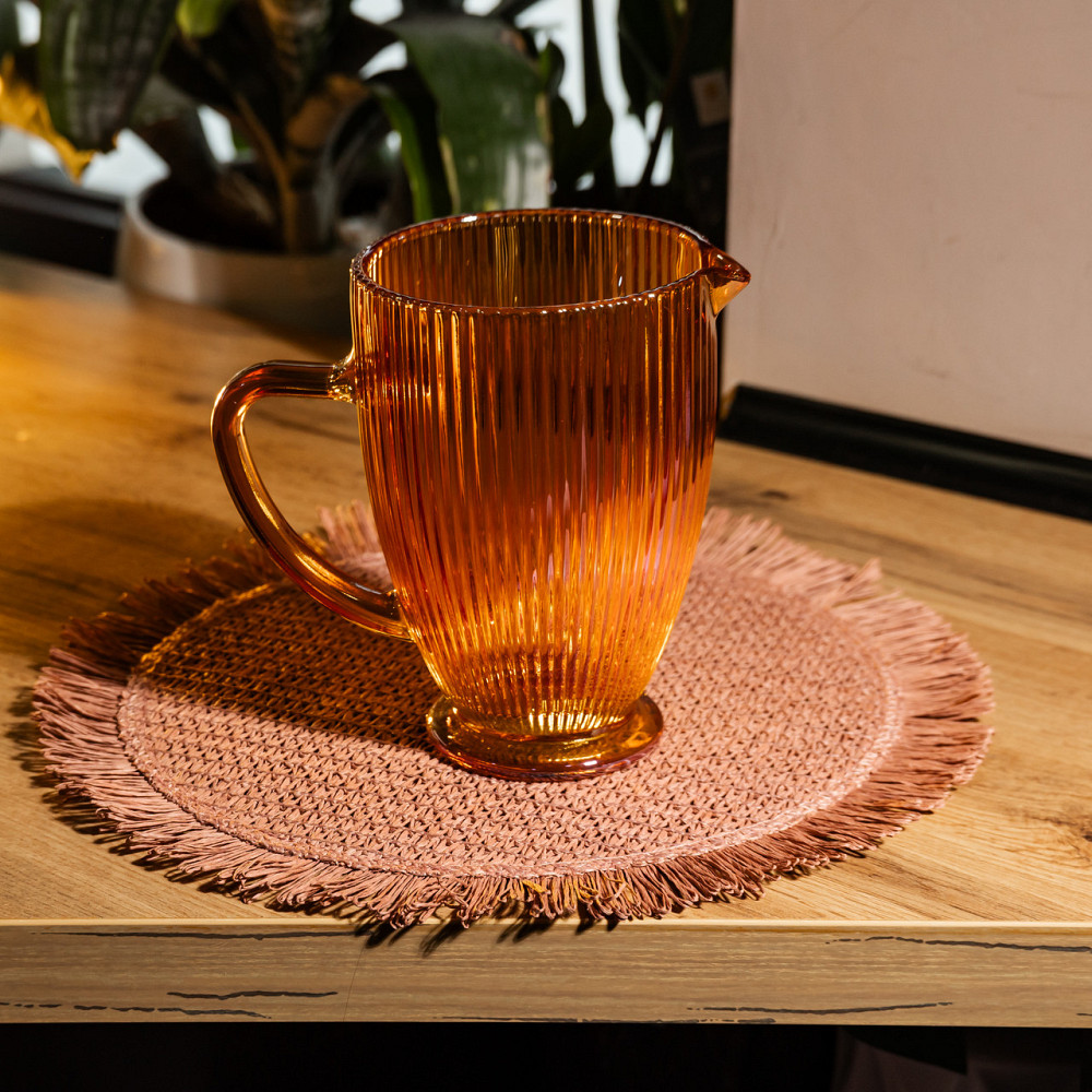 Глечик скляний для напоїв 1,2 л фігурний Бурштиновий HP-19-213 Коломыя - изображение 3