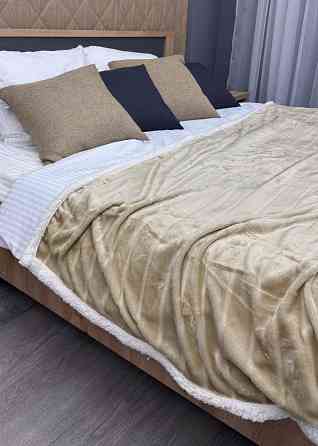 Плед двосторонній 155х200 см (+-5см) рельєфний із штучною овчиною Пісочний з білим (87-073) Київ