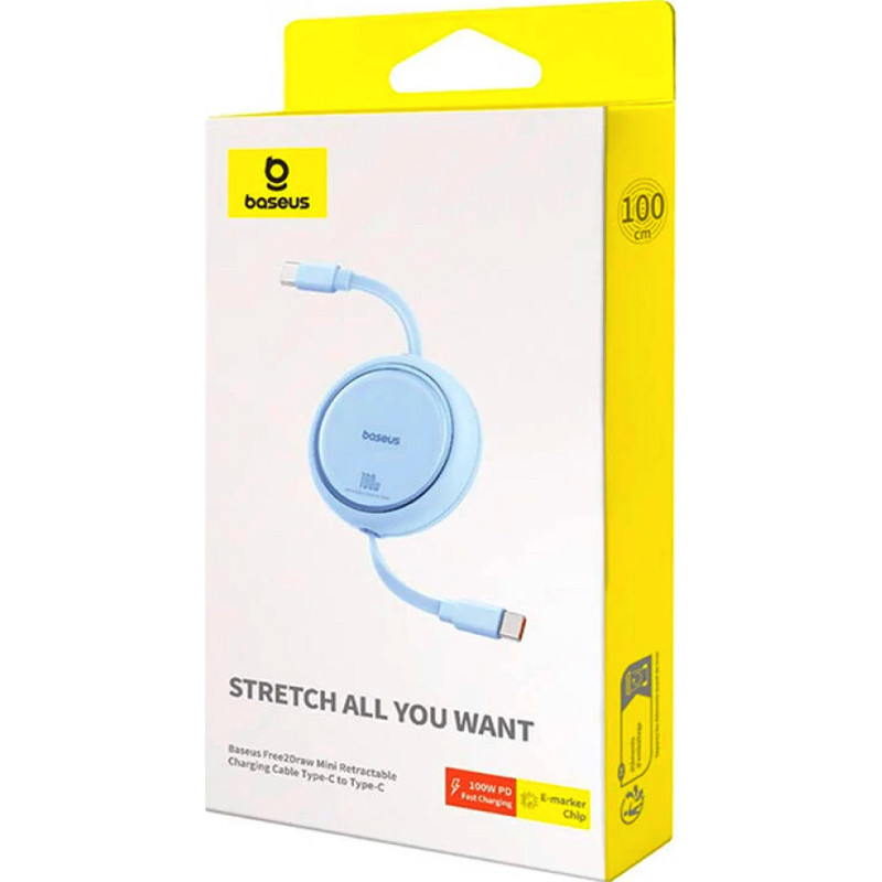 Кабель Baseus Mini Retractable Type-C 100W 1m Galaxy Blue Київ - фото 5
