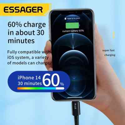 Дата кабель USB-C to Lightning 2.0m 20W black Essager (EXCTL-CGA01) Винница