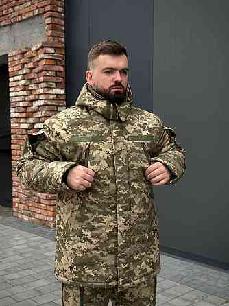 Військовий зимовий теплий чоловічий бушлат піксель Omniheat, армійська чоловіча куртка бушлат піксель до -30 Львів