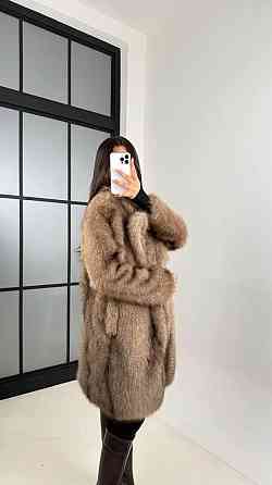 Женская шуба объемного кроя с классическим воротником из искусственного меха Мокко, 46 Одесса