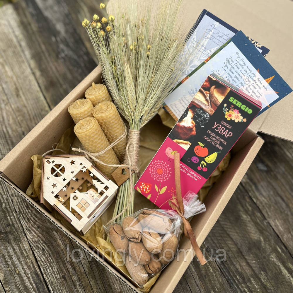 Рождественский подарочный набор с дедухом и адвент свечами | Украинский традиционный подарок Ирпень - изображение 3