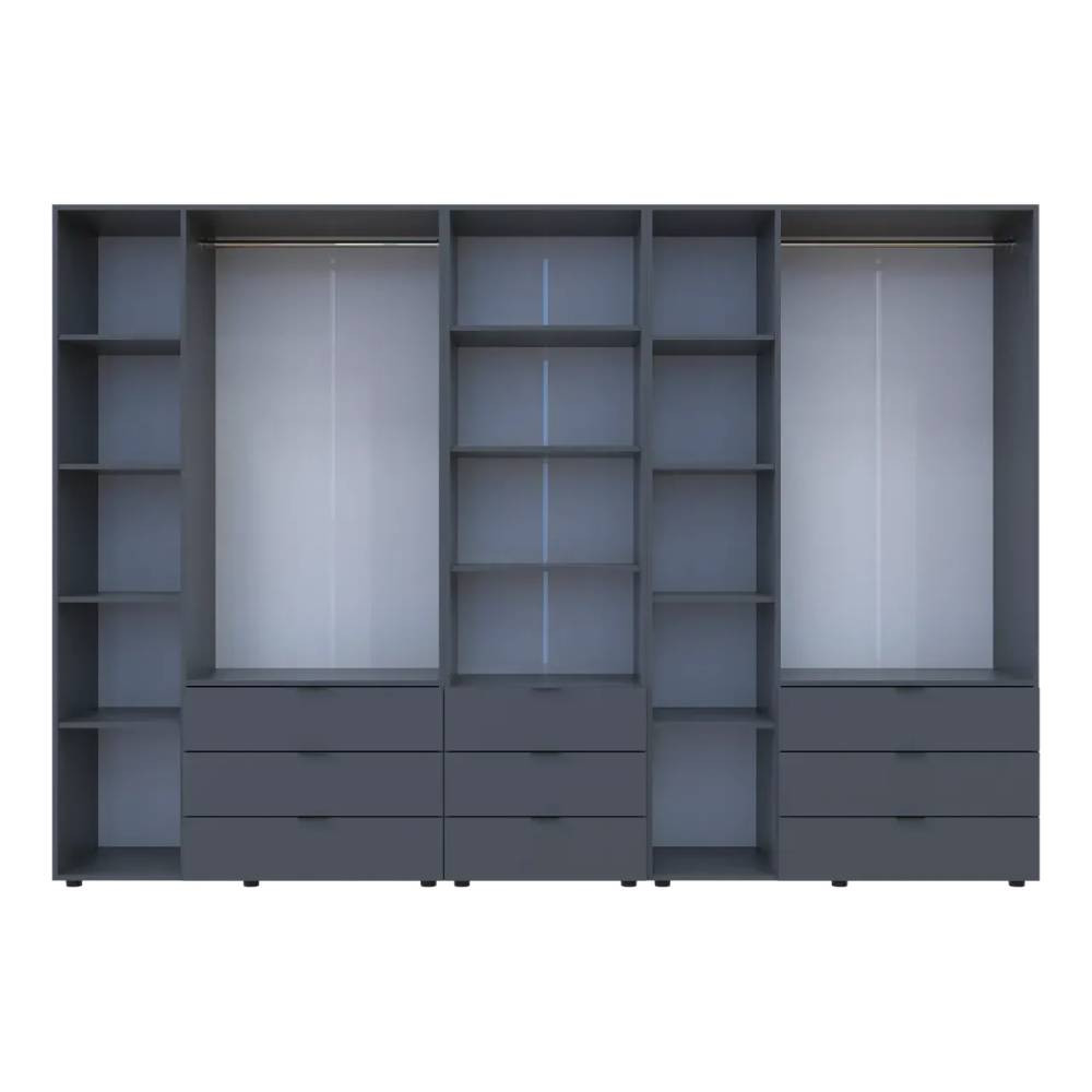 Шкаф для одежды Doros Гелар Графит 3+3ДСП с пеналом 292.4х49.5х203.4 (DRS-011924) Днепр - изображение 7