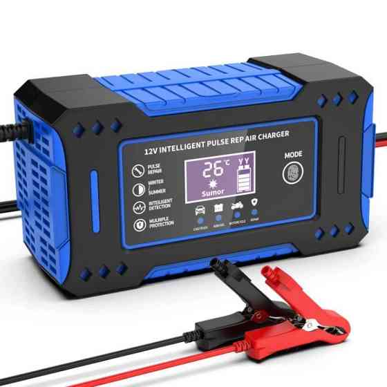 Зарядное устройство 12V H-12V 6A для аккумулятора (для свинцово-кислотных AGM Гель) импульсное Smart + LCD Синий Киев