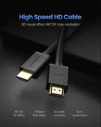 HDMI кабель v2.0 UGreen HD104 з підтримкою 4K@60Hz 10107 (Чорний, 2м) Николаев