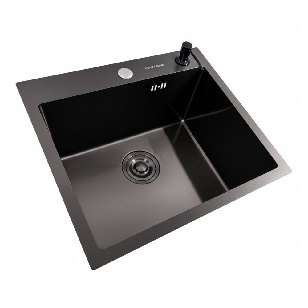 VALESO Кухонна мийка 50*45 PVD чорна VALESO Handmade (сифон круглий, 3,0/0,8) Коломыя - изображение 3