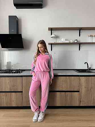 Женский стильный повседневный костюм двойка из велюра Одесса