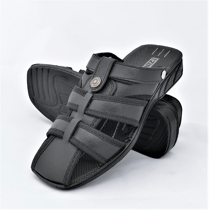 Чоловічі Шльопанці Сандалії Чорні Босоніжки на Липучці Тапочки (розміри: 40) Дніпро - фото 2