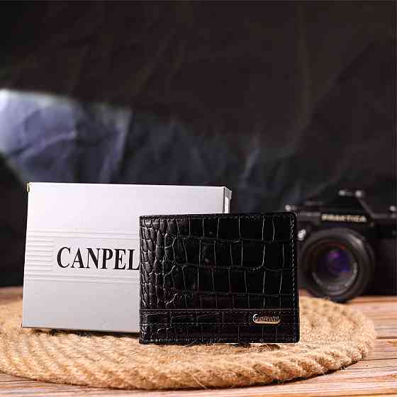 Зажим из натуральной фактурной кожи CANPELLINI 21520 Черный Киев