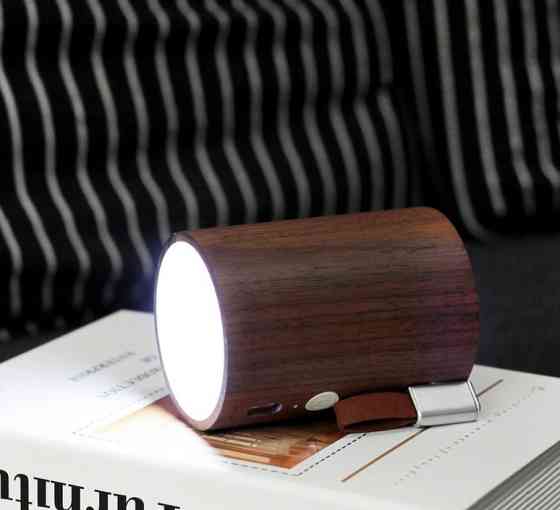 Портативний Bluetooth-динамік із вбудованим світильником Gingko Drum, дерево горіх Рівне