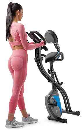 Велотренажер магнітний Hop-Sport HS-3010X Grix X-Bike з еспандерами чорно-синій Київ