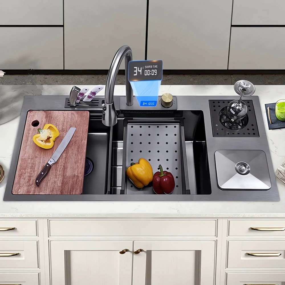 Кухонна раковина водоспад Willda, кухонна мийка водоспад ручної роботи 92х45х22 (98745683) Київ - фото 1