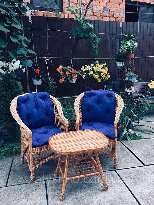 Крісло плетене та столик для відпочинку | крісло плетене для дачі плетені крісла та столики з лози Київ - фото 2