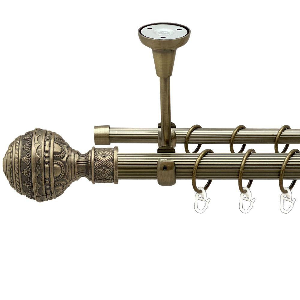 Карниз Orvit Арабеска металевий дворядний відкритий до стелі рифлена труба кільце металеве Антик 25\16 мм 200 Львов - изображение 1