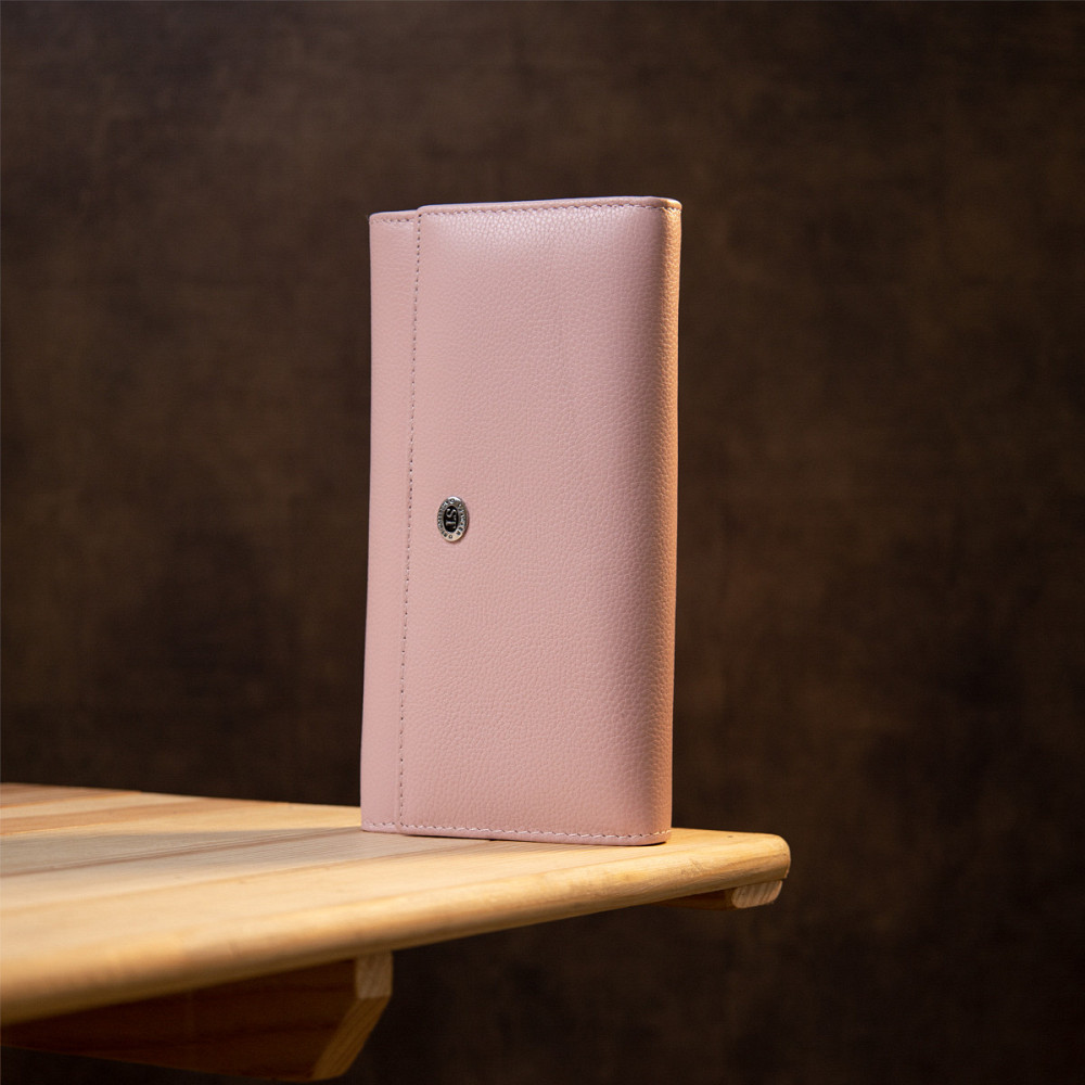 Місткий жіночий гаманець Рожевий (ST Leather) Київ - фото 3