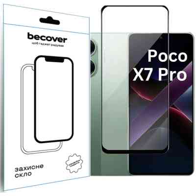 Стекло защитное BeCover Poco X7 Pro Black (713415) Винница