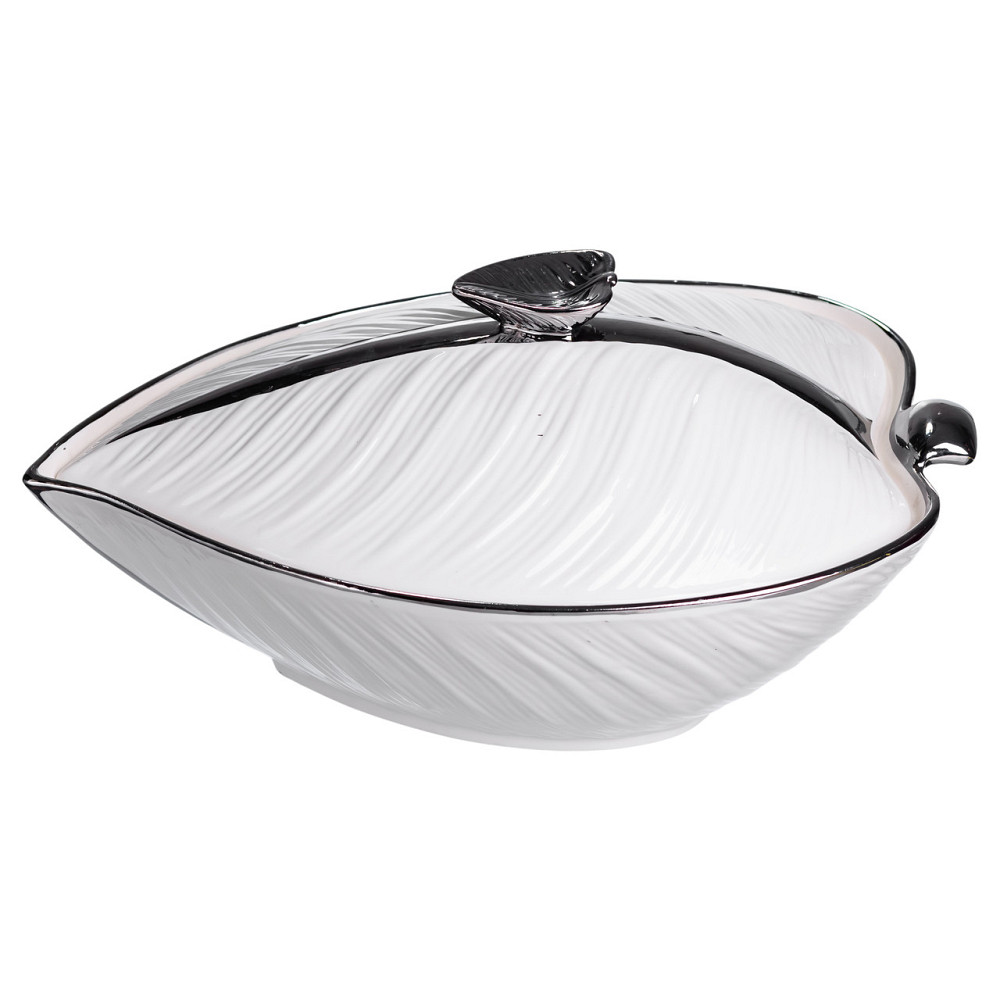 Yiwu Супниця 800 (мл) порцелянова 32×21×16 (см) з кришкою Білий з сріблом XL-4054AS Коломыя - изображение 1