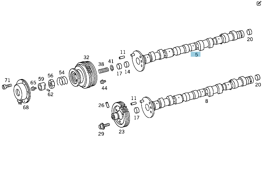 Mercedes-Benz  A1190503017 Впускний розподільний вал правої ГБЦ двигуна M119 Одесса - изображение 2