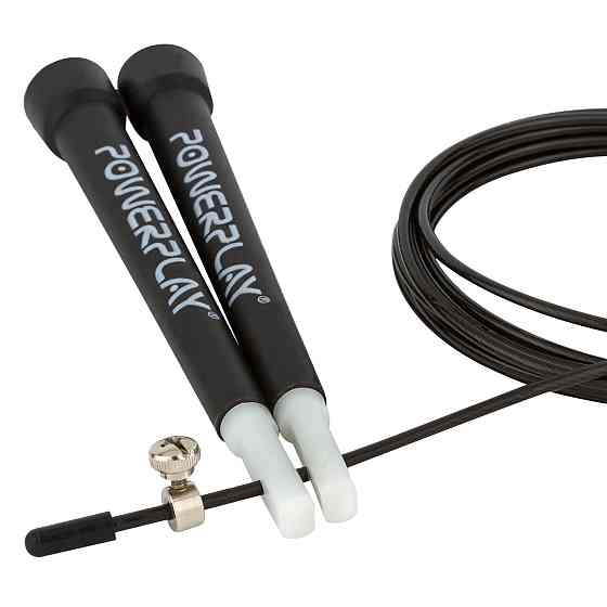 Скакалка швидкісна PowerPlay 4202 Ultra Speed Rope Чорна (2,9m.) Луцьк