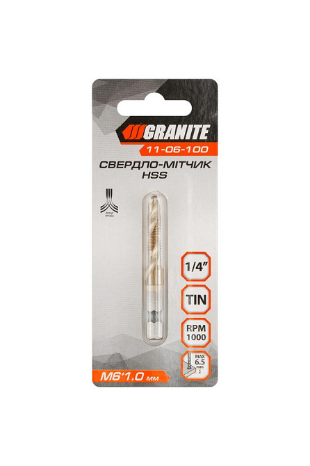 Сверло-метчик GRANITE HSS M6х1.0 мм DIN338 11-06-100 Ровно - изображение 4