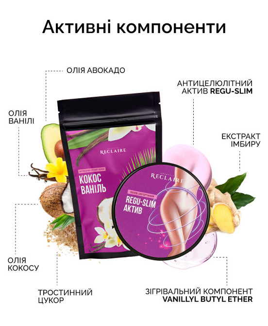 Двойной антицеллюлитный набор для тела с теплым обертыванием Reclaire cosmetics Киев - изображение 3