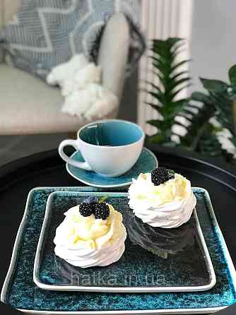 Тарілка квадратна Olens "Totem" 20,5х1,02 см кераміка синя для дому та ресторанів Київ