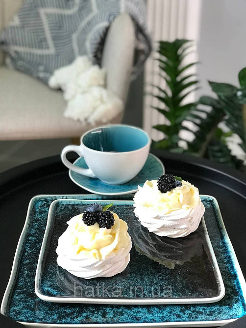 Тарілка квадратна Olens "Totem" 20,5х1,02 см кераміка синя для дому та ресторанів Київ - фото 6