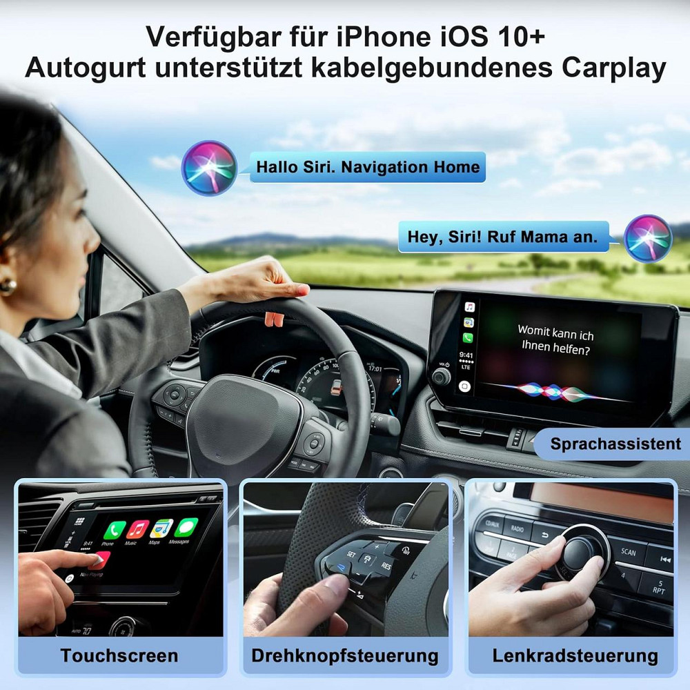 Карплей бездротовий адаптер для авто для Apple iPhone iOS 10+, перетворення дротового CarPlay для машин з 2016 року Plug and Play Київ - фото 7