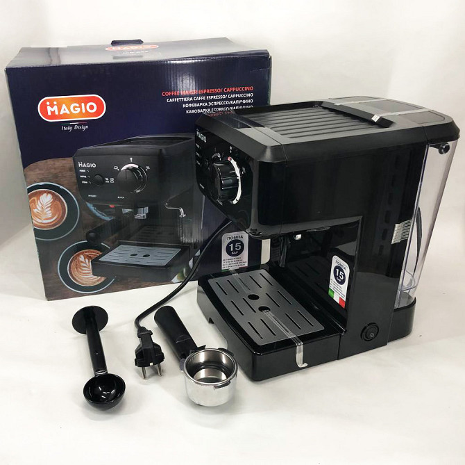 Домашние кофеварки MAGIO MG-962 1140 Вт, Кофеварка эспрессо компрессионная, Кофеварка на две чашки LP-10 Львов - изображение 7