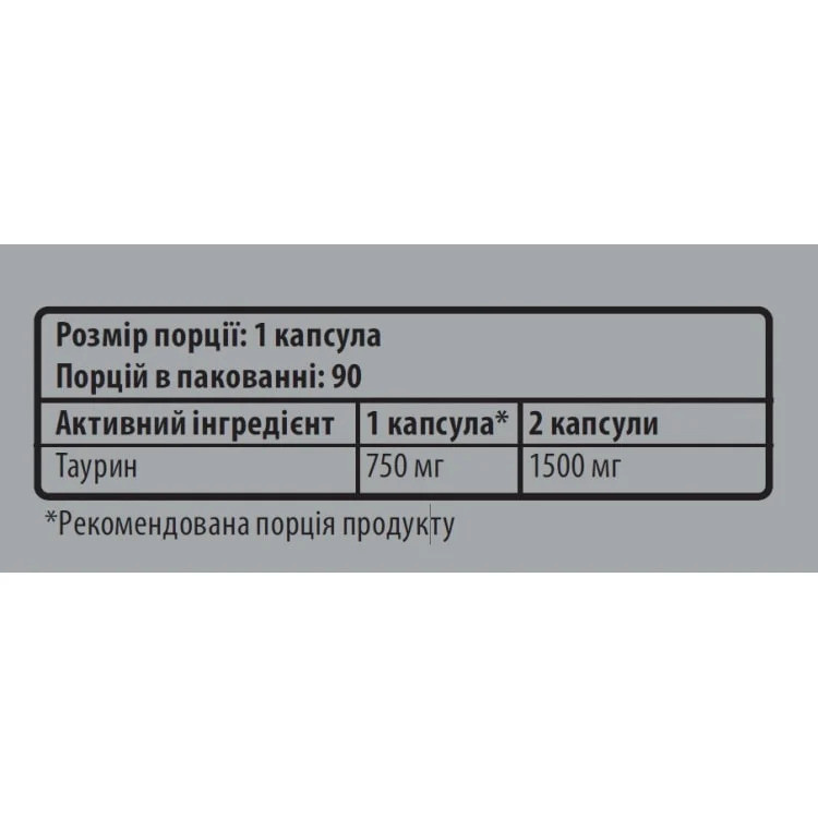 Taurine 750 мг 90 капс Луцьк - фото 2