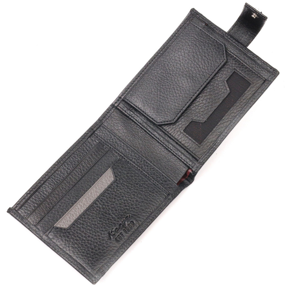 Классический мужской кошелек из натуральной кожи KARYA 21066 Черный Киев - изображение 8