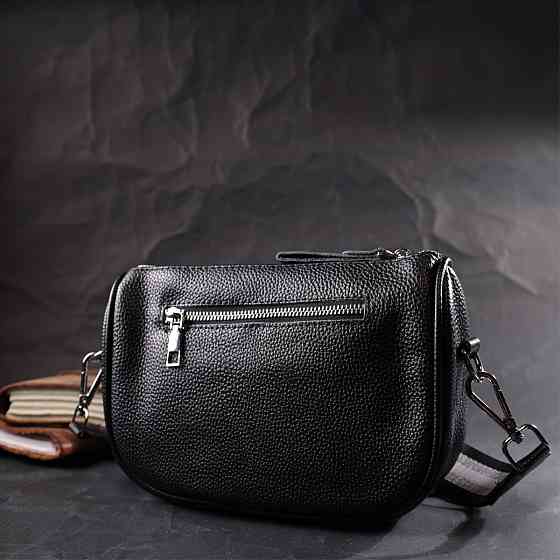 Шкіряна сумка напівкруглого формату на плече Vintage 22394 Чорна Київ