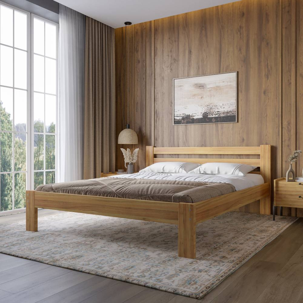 Двуспальная деревянная кровать Mebigrand Бавария Орех светлый 160х200 см (MBG-14711) Львов - изображение 1