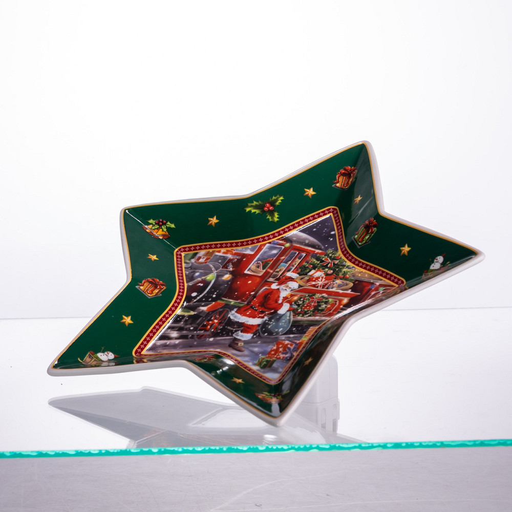 Yiwu Сервірувальне новорічне блюдо для закусок Santa 25,5 (см) з порцеляни HP-SDHK-20 Коломыя - изображение 2