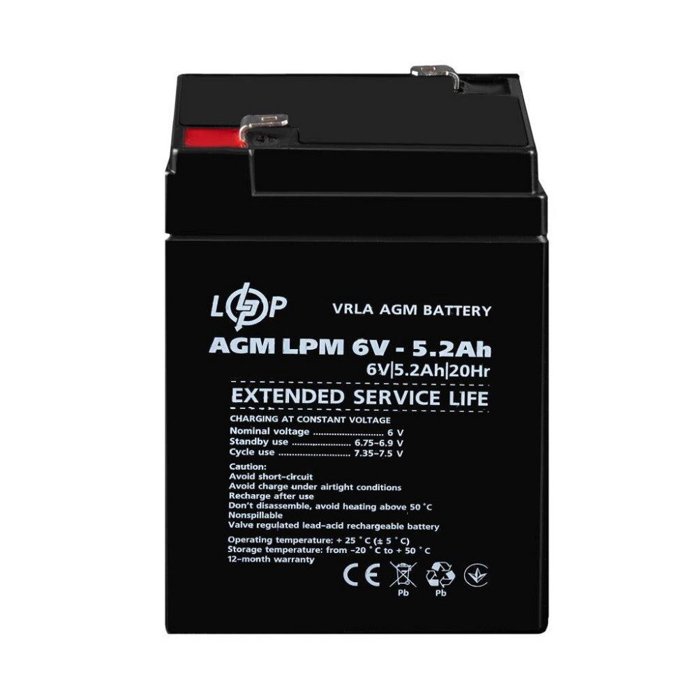 Акумулятор AGM LPM 6V - 5.2 Ah Київ - фото 2