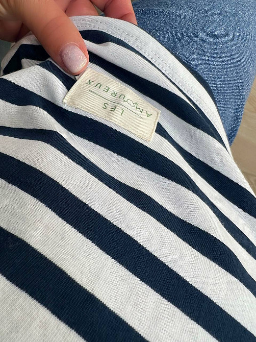 Футболка жіноча Pepper&mint CB24-53 в смужку з нашивкою темно синя, темно-синій, S Київ - фото 4