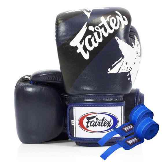 Боксерські рукавиці Fairtex BGV1 Nation Print Blue 12 унцій (бинти в комплекті) Кам'янське