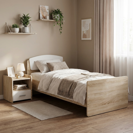 Односпальная кровать Эверест Астория-2 80х190 см Дуб сонома/Белый (DTM-073878) Львов