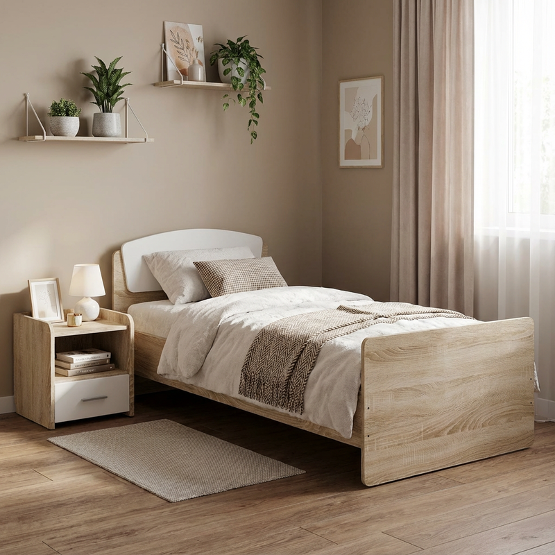 Односпальная кровать Эверест Астория-2 80х190 см Дуб сонома/Белый (DTM-073878) Львов - изображение 4