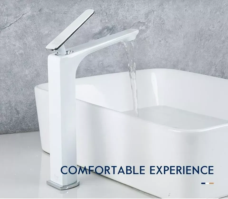 Змішувач для раковини високий Frap F1058-2 білий/хром Київ - фото 2