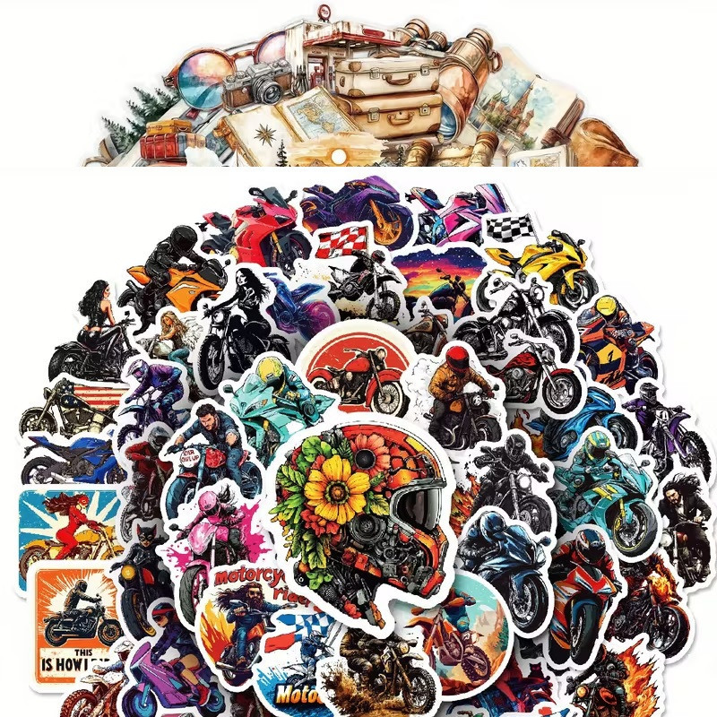Набор стикеров 50 шт. с мотоциклами – байкерские наклейки для декора Киев - изображение 6