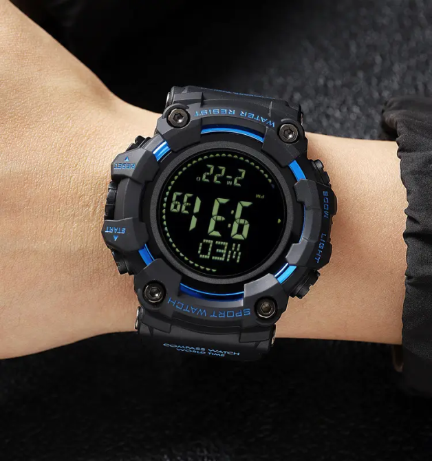 Чоловічий спортивний годинник Skmei 2037 з компасом (Чорний з синім) Вінниця - фото 6