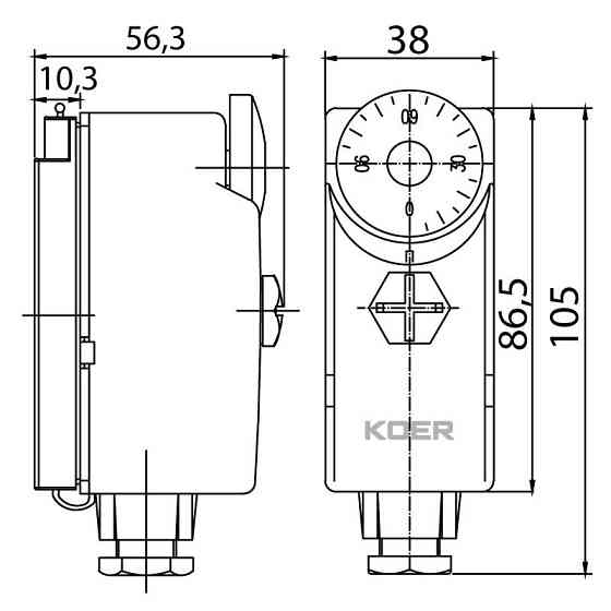 Термостат механический накладной Koer KR.1351 (0…+90*C) (KP2776) Киев