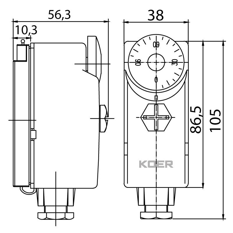 Термостат механический накладной Koer KR.1351 (0…+90*C) (KP2776) Киев - изображение 2